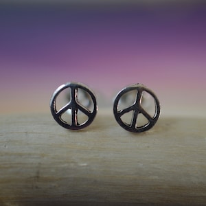 Pair  Of  Sterling  Silver  925  Peace  Ear  Stud  Earrings