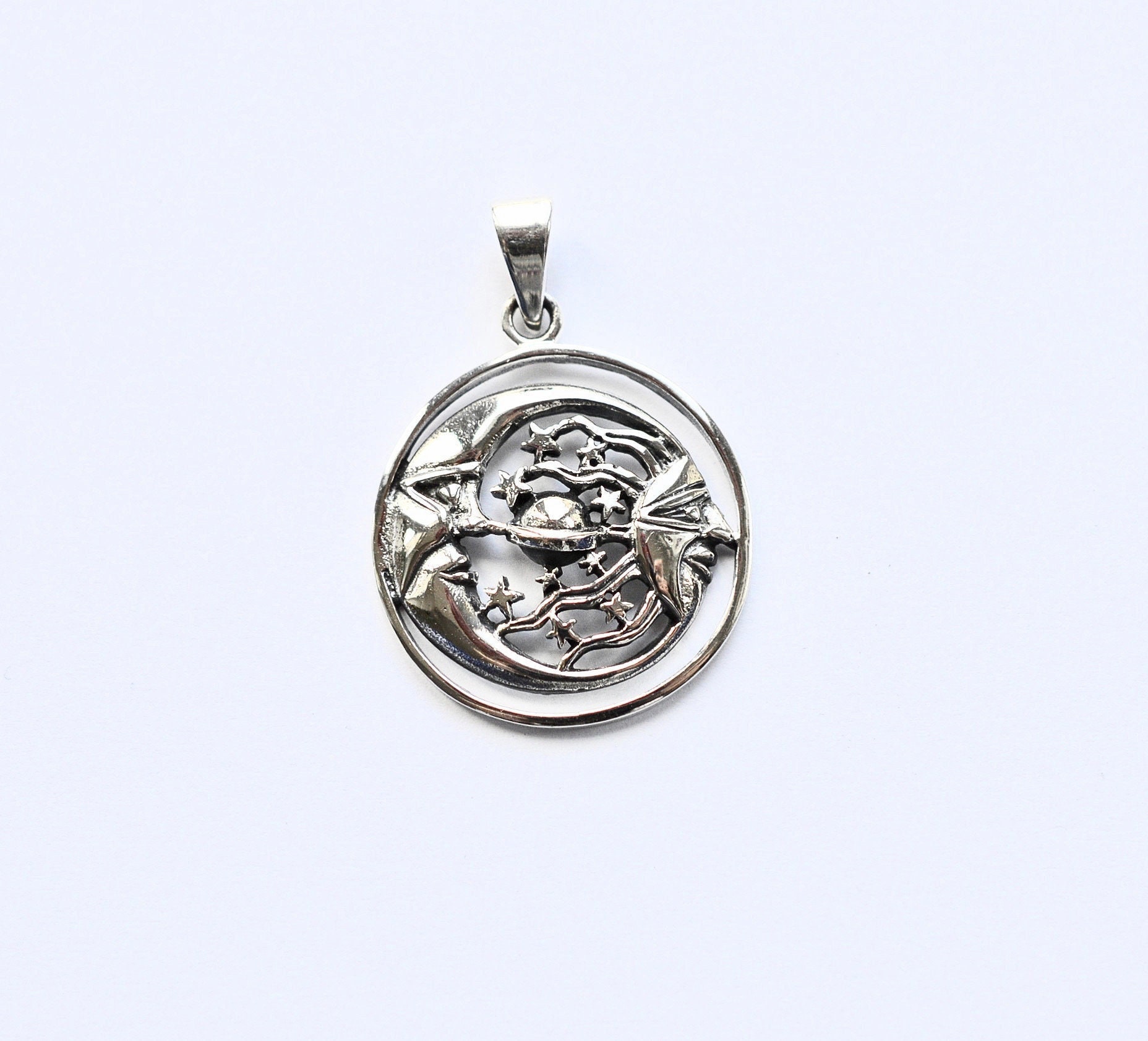 Sterling Silver 925 Sun, Moon and Stars Pendant ( Weighs 6.4 Grams ) - Etsy