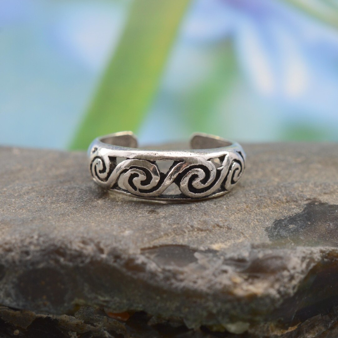 Sterling Silver 925 Spiral Waves Toe Ring - Etsy