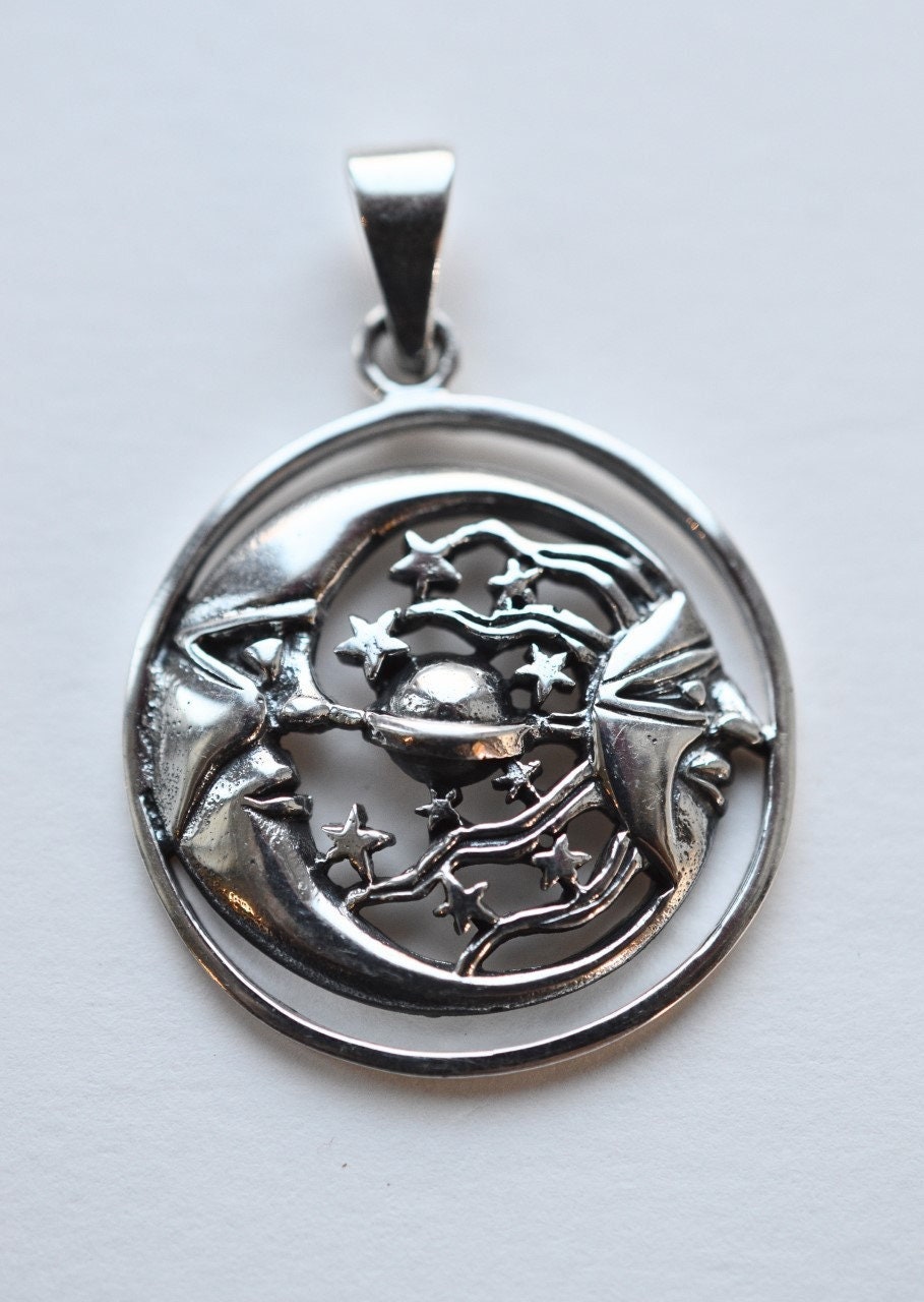 Sterling Silver 925 Sun, Moon and Stars Pendant ( Weighs 6.4 Grams ) - Etsy