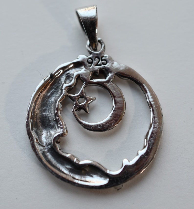 Sterling Silver 925 Sun, Moon and Pentagram Pendant - Etsy