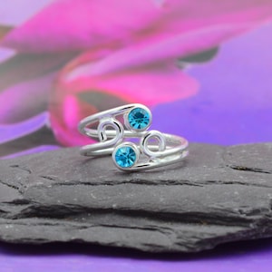 Sterling Silver 925 Dubbel Blå Topas Ädelsten Tåring