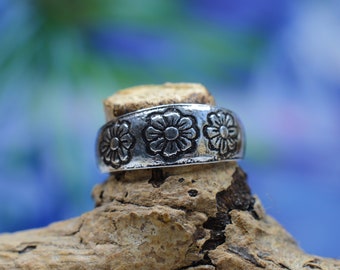 Anillo para dedo del pie floral ajustable en plata de ley 925