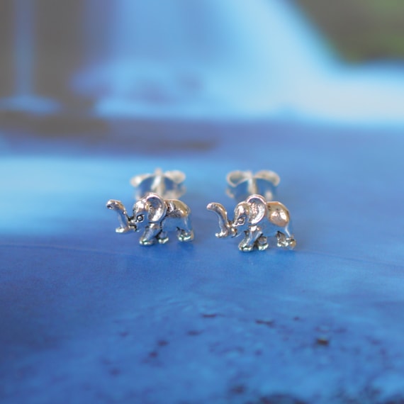 Orecchini a bottone a forma di elefante in argento sterling 925 - Italia