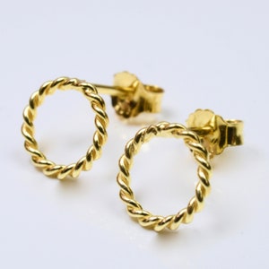Gold  Plated  Sterling  Silver  925  Threaded  Hoop  Ear  Stud  Earrings