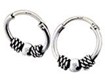 Sterling Silber 925 Ball Bali Creolen Schläfer Ohrringe ( 10 MM , 12 MM , 14 MM Größen )