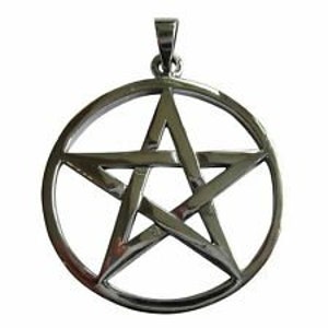 Sterling  Silver  925  Large  Pentagram   Pendant       ( 36  MM  Diameter )