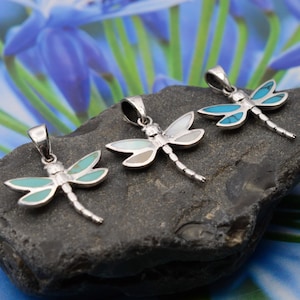 Sterling Silver 925 Dragonfly Gemstone Pendant
