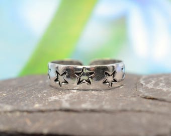 Sterling Silver 925 Night Stars Toe Ring
