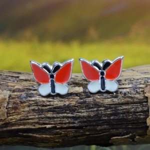 Sterling  Silver  925  Coloured  Butterfly  Ear  Stud  Earrings