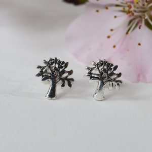 Sterling  Silver  925  Tree  Of  Life  Ear  Stud  Earrings