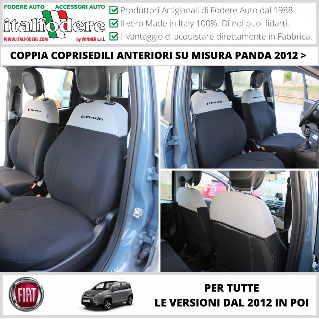 Coppia Coprisedili Specifici Fiat Panda dal 2012 in Poi III Serie Fodere  Foderine Solo Anteriori Vari Colori -  Italia