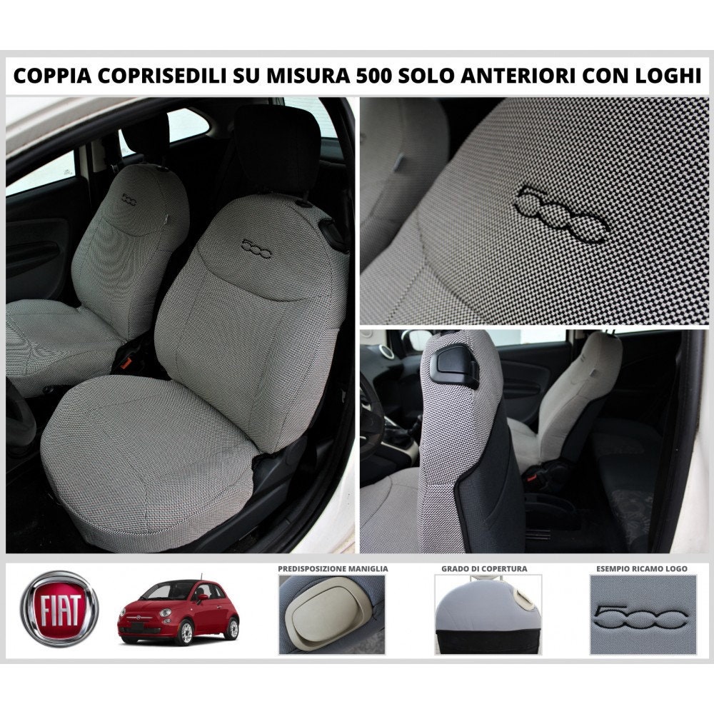 Pair of Specific Seat Covers Fiat 500 Covers Front Covers Only Various  Colors -  Denmark