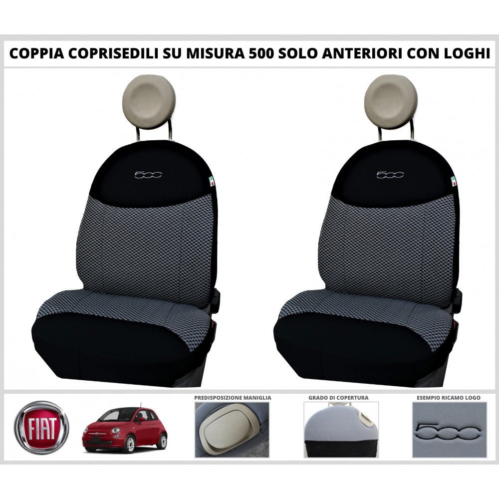 Pair of Specific Seat Covers Fiat 500 Covers Front Covers Only Various  Colors 