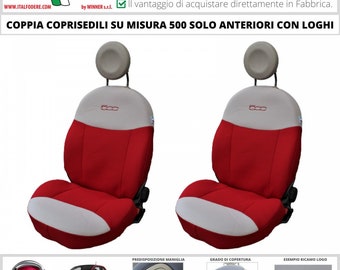 Seat Covers Fiat 500 Specific Made to Measure Covers Only Front RED / CREAM  