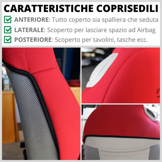 Sitzbezüge für Fiat 500, speziell nach Maß gefertigt, Bezüge nur vorne, ROT/CREME  - .de