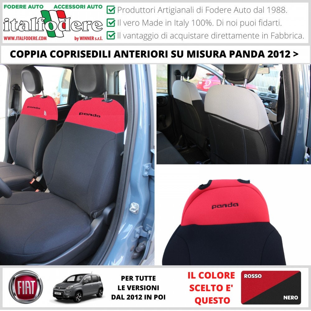 Paire de housses de siège spécifiques Fiat Panda à partir de 2012 série III  couvertures avant uniquement de différentes couleurs -  France