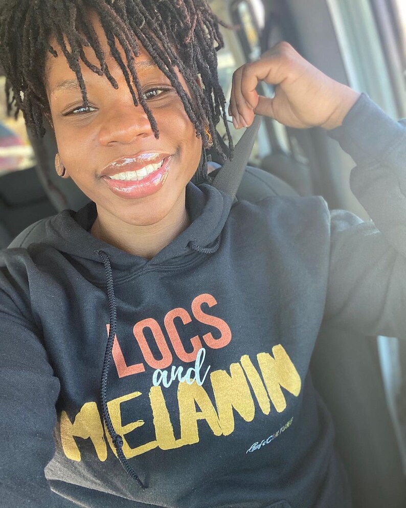 Locs och Melanin Unisex Hoodie: Naturligt Hår Pride, Persona, Gåva för henne bild 5