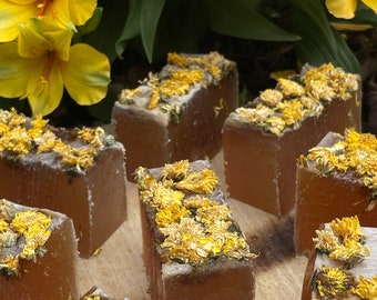 Honey Lemon & Camomile Soap Bar  Handmade Slice of SLS and Paraben Free Soap. Chunky 100g. Free Post To UK