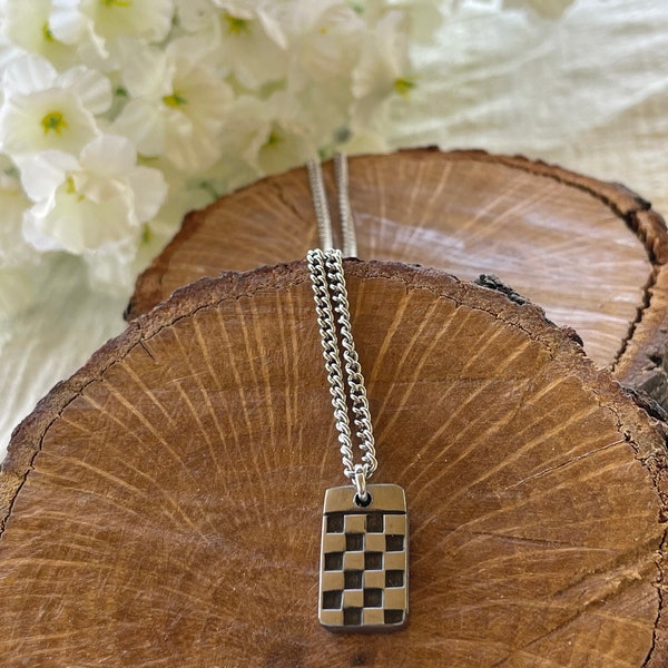 Spoon Necklace, Stainless Steel, The Checkerboard. (MINI).