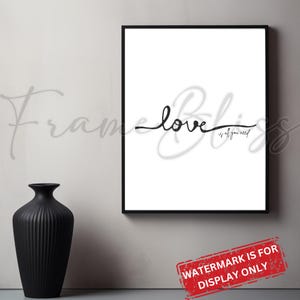Love is All You Need - Minimalist Typography  wall Art, Modern Line Art Print, Black & White Digital Download For Home Decor