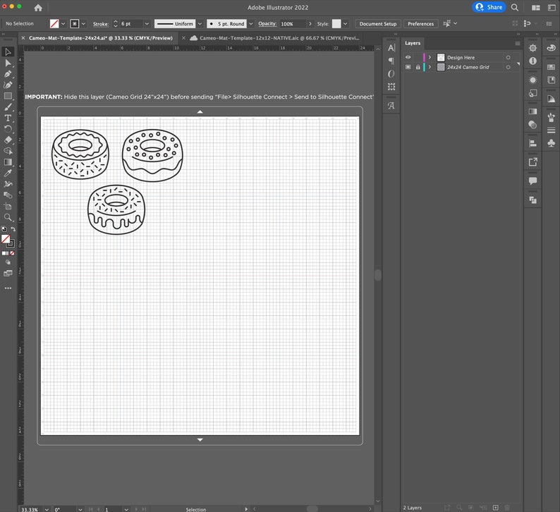 Silhouette Connect 24x24 Mat Adobe Illustrator Grid Template Etsy