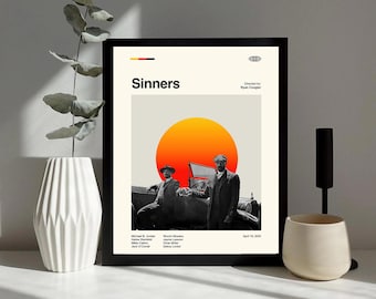 Sinners Mid Century Movie Poster | Mid Century Film Poster | Minimalist Movie Poster | Digital Download | Printable Wall Art Poster