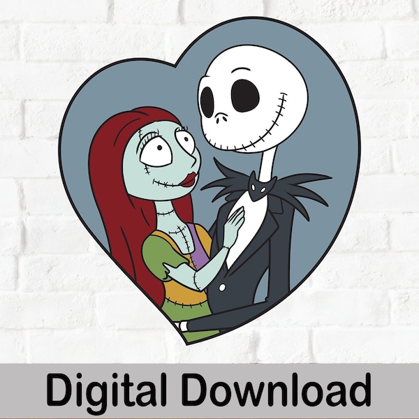 Jack Loves Sally In A Heart, SVG And PNG Files