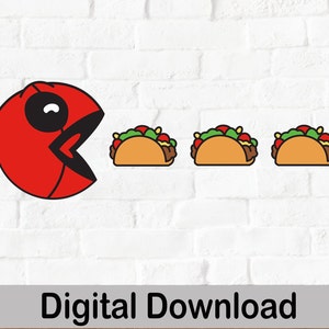 Maximum Tacos Pacman Style Vector Image, SVG And PNG Files