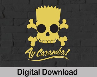 Teschio di Bart Ay Caramba, arte digitale, file SVG e PNG.