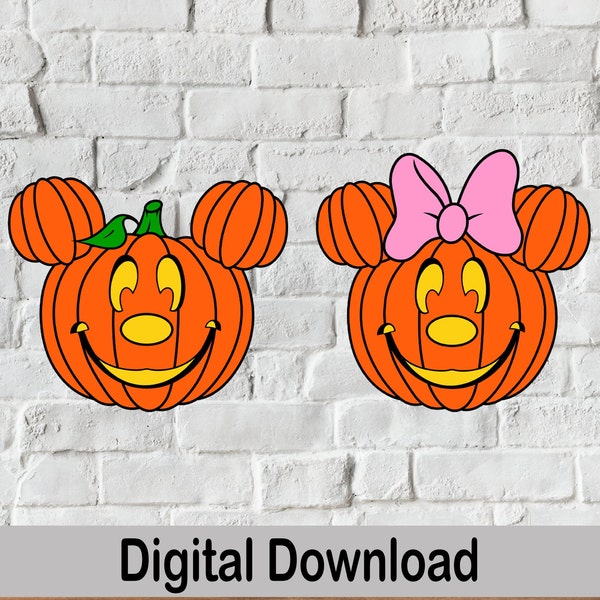 Minnie and Mickey Pumpkin svg, Halloween svg, Digital Download, Pumpkin svg, Pumpkin clipart, Minnie and mickey pumpkin bundle svg