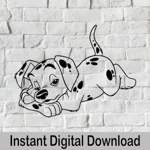 Dalmatian svg, Dog svg, Dalmatian cut file, Puppy outline svg, Sleepy Puppy svg, Cute Puppy clipart, Instant Download, Puppy Clipart