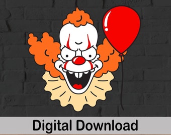 Halloween Style Clown, Funny Vector Image, SVG And PNG Files, 5 Layers, Cricut File.