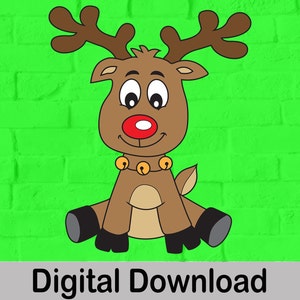 Rudolph la renna dal naso rosso, file SVG e PNG, clip art.