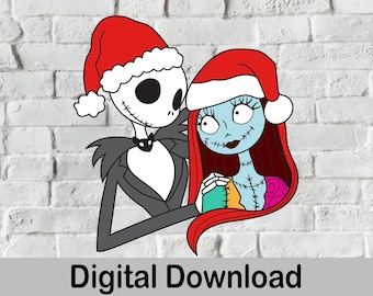 Merry Christmas Jack And Sally, SVG And PNG Files, Layered, Clip Art.