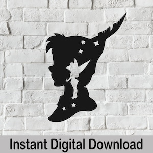 Peter Pan Silhouette svg , Instant Download, Fairy svg, Fairy Clipart, Fairy Tink svg, Neverland, Magic Fairy Dust clipart
