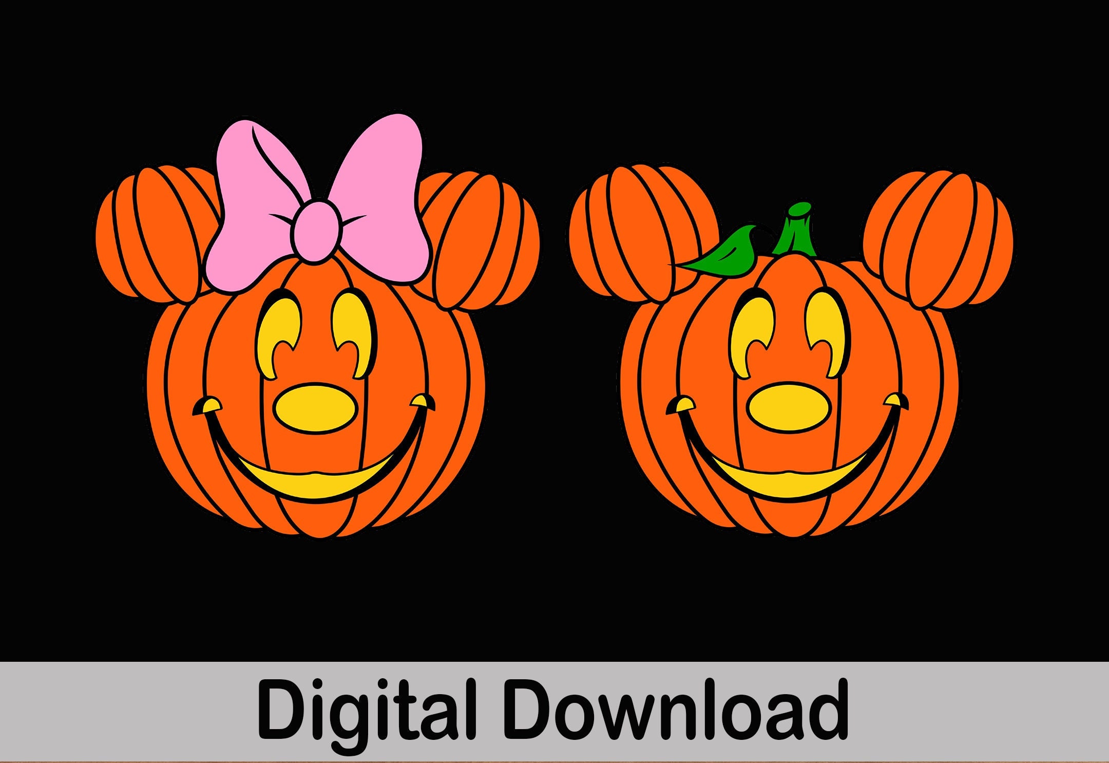 Minnie and Mickey Pumpkin SVG: Halloween Clipart Bundle (digital