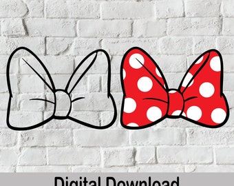 Polka Dot Maus Schleife SVG: Minnie Schleife Clipart, Umriss (digitaler Download)