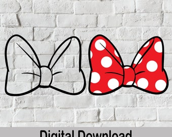 Bow with Polka Dots svg, Mouse Bow svg, Instant Download, Minnie Bow svg, Bow Outline svg, Bow Clipart, Bow svg