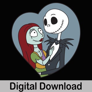 Jack liebt Sally in einem Herz - SVG - PNG - Dateien
