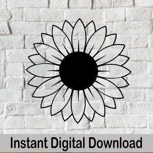Svg tournesol, téléchargement immédiat, Svg fleur, clipart tournesol, pétales de tournesol svg, svg été printemps, svg contour tournesol
