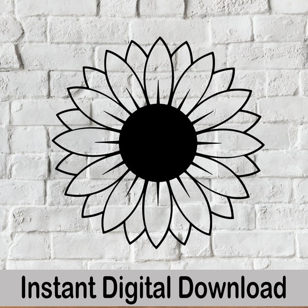 Sunflower svg, Instant Download, Flower Svg, Sunflower Clipart, Sunflower Petals svg, Summer svg Spring svg, Sunflower Outline svg