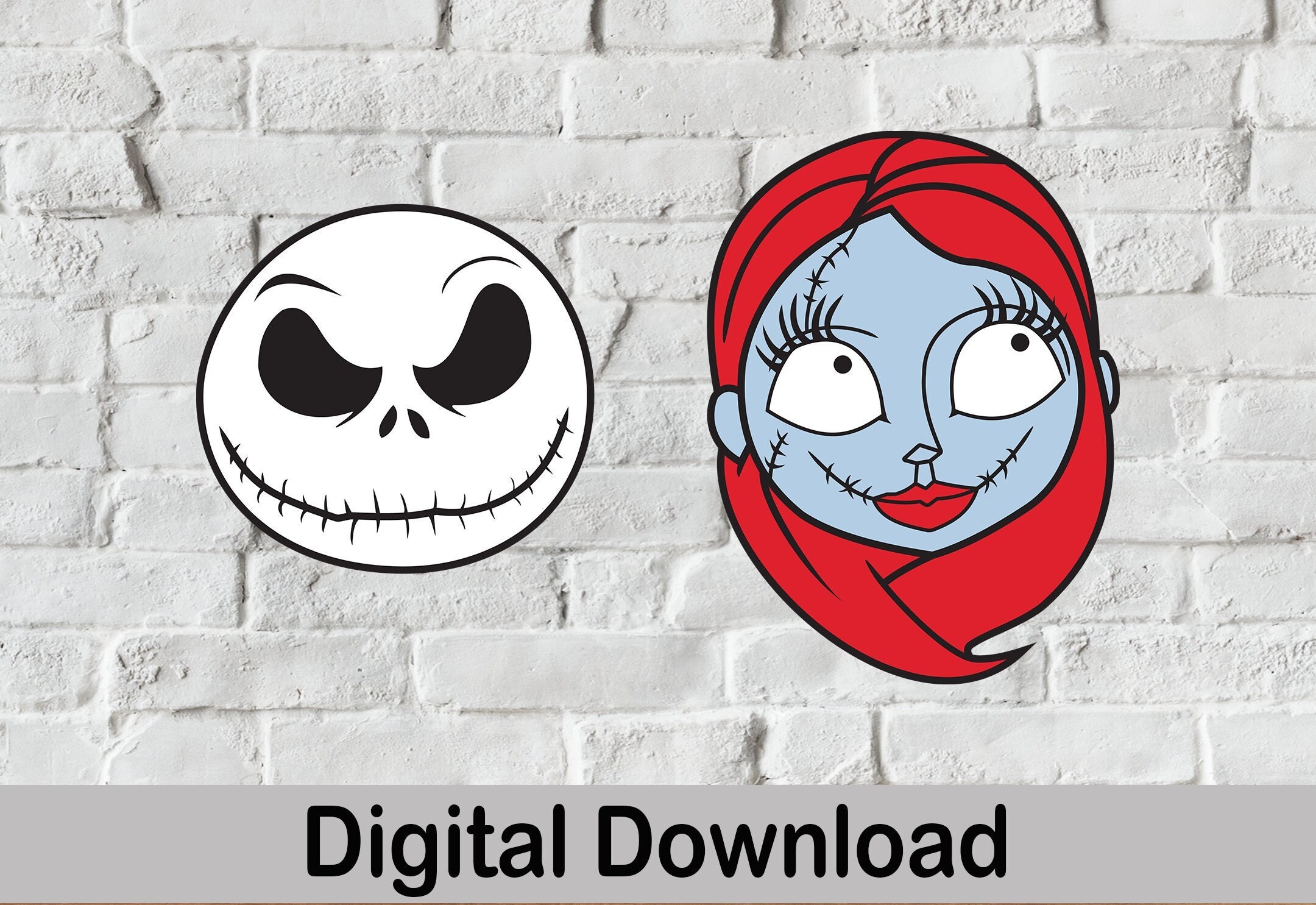 Imágenes prediseñadas de Jack y Sally Heads, archivos SVG y PNG. - Etsy  México, image size:2160x1485