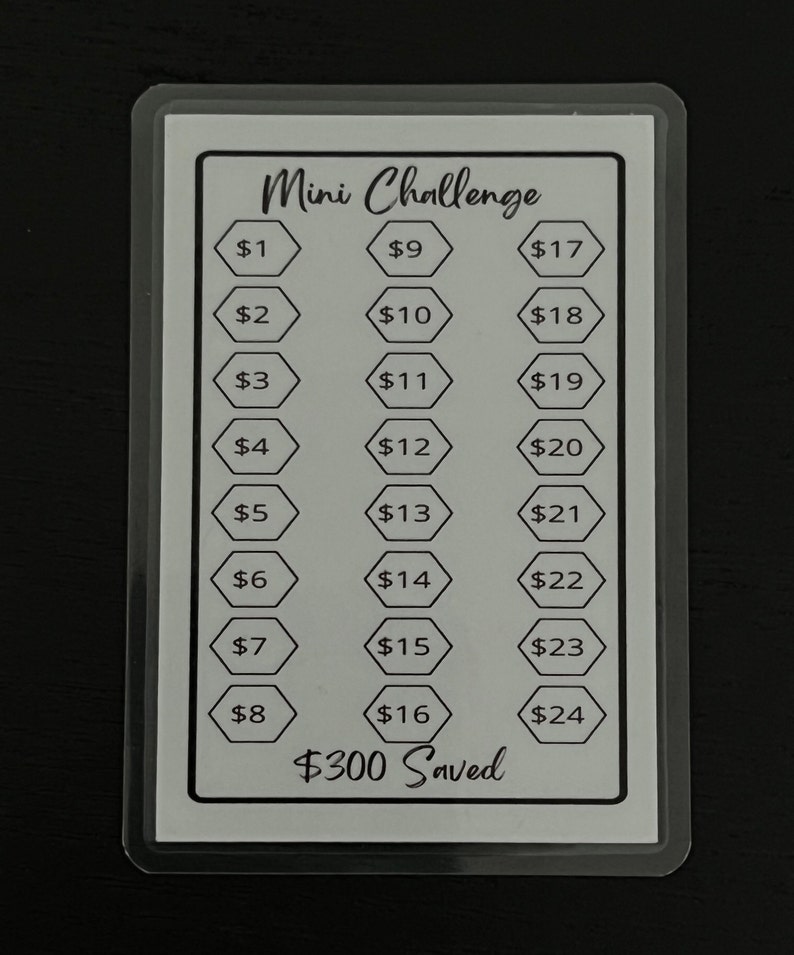 Wallet Sized Mini Savings Challenge Laminated Mini Savings Etsy