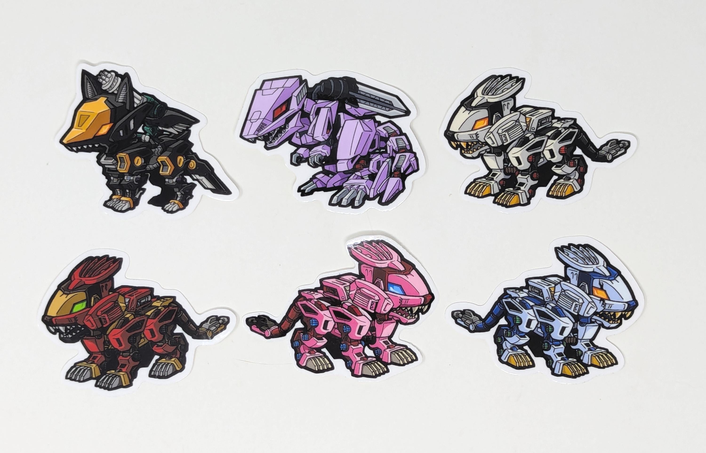 Chibi Zoids Vinyl Stickers - Liger Zero, Shadow Fox, Berserk Fury