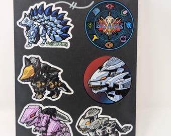 Chibi Zoids Vinyl Stickers - Liger Zero, Shadow Fox, Berserk Fury