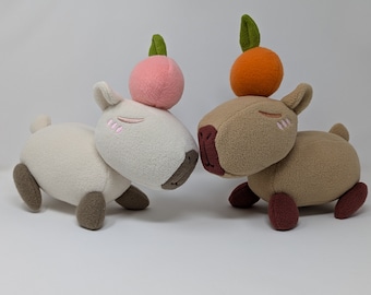 Chill Capybara Plush: Handmade Embroidered Fleece Plushie | Ready to Ship