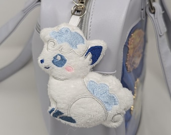 Alolan Vulpix embroidered plush charm keychain