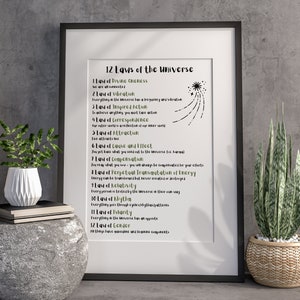 12 Laws Of The Universe Definition Print | Spiritual Manifestation Wall Art