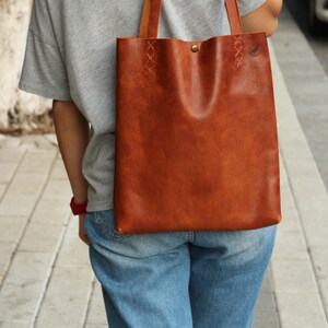 Leather Shoulder Tote Bag, Personalized Leather Bag For Women, Genuine Leather Tote Bag, Student Leather Bag, Leather Bag For Business